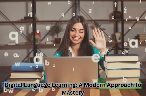 "Digital language learning on a tablet – revolutionizing how we master languages online."