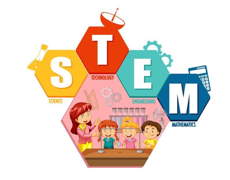 "Illustration of diverse STEM materials, essential for academic excellence in the Foundations of STEM curriculum."
